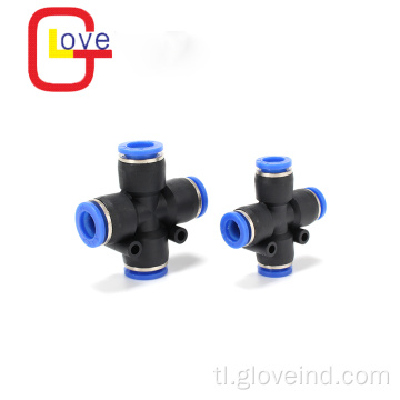 PZA 4 Way Plastic Pneumatikong Connector Mabilis na Fittings